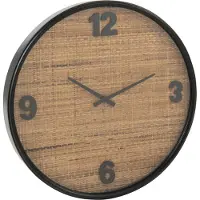 J-Line wandklok mdf/rotan bruin/zwart - analoog - 60 cm