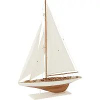 J-Line decoratieve zeilboot paulowniahout wit/natuurlijk - 75 x 15 x 94 cm