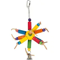 Duvo+ Kleurrijk Houten Blokjes & Leder speeltje voor vogels - 35 cm