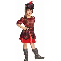 Rubies Piratenjurk zwart-rood voor meisjes - Kinderpruik carnaval kostuum