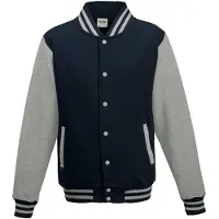 Just Hoods - Varsity Jacket - Oxford Navy/Heather Grey maat XL