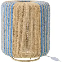 J-Line tafellamp touw cilinder blauw/naturel - 34 cm - 39 cm