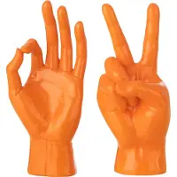 J-Line beeldje gebarentaal polyresin donkeroranje - 16 x 11 x 36 cm