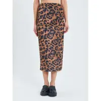 MixRay Leopardprint Hoge Taille Midi Rok met Split