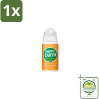 Happy Earth 1 x – Deodorant Roll-On – 100% Natuurlijk Rose Petitgrain – 75 ml - Natuurlijke Deodorant - Roll-on Deodorant - Bloemige Geur - Frisse Geur - Huidvriendelijk