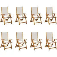 vidaXL Opklapbare stoelen, 8 stuks, van massief acaciahout en textilene.