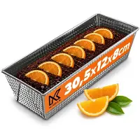 Kadax Rechthoekige bakvorm, bakvorm van blik, koningskaartvorm met antiaanbaklaag, broodbakvorm, cakevorm, bakvorm, hoekige broodvorm (30,5 x 12 cm, zilver)