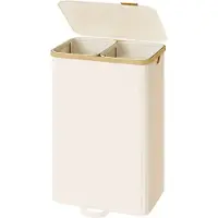 Songmics - Wasmand - Wasmand met Deksel - Uitneembare Waszak - 2 Vakken - 150 Liter Capaciteit
