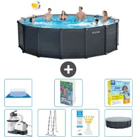 Intex Grafietkleurige zwembadtank, rond - 478x124 cm - bestaande uit 6 delen, model S546