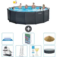 Intex Grafietpaneel zwembad, rond - 478x124 cm - 6-delig, model S680
