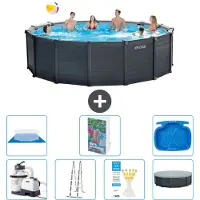 Intex Grafiet paneelzwembad, rond - 478x124 cm - 6 delen, model S662