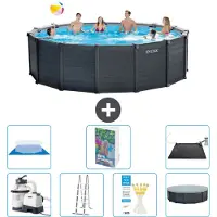 Intex Grafietkleurige zwembadtank, rond - 478x124 cm - bestaande uit 6 delen, model S562
