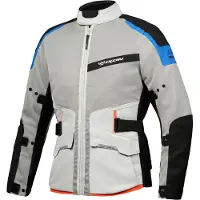 Ixon M-Njord Lichtgrijs Blauw Neon Rood Textiele Motorjas Maat 3XL