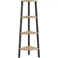 Leobert Boekenkast SONOMA, Hoekkast, 4 Planken en Stalen Frame, Kleur: Eiken Sonoma en Zwart, Modern en Functioneel Design, Ideaal voor Woonkamer, Slaapkamer of Kantoor, 125 x 34 x 34 cm