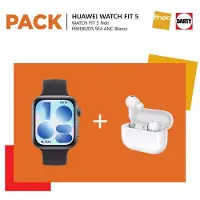 Huawei Pack Montre connectée Watch Fit 5 Bluetooth Noir + Ecouteurs sans fil True Wireless FreeBuds SE 4 avec réduction de bruit active Blanc