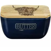 Scottish Made Botervloot Schotse Hooglander Blauw - Duurzaam - Gegraveerd - Selbrae House Scotland