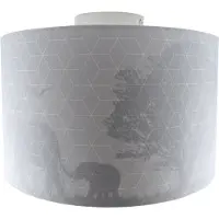 Olucia - SAFARI - Kinder Slaapkamer Plafondlamp - Grijs - Geschikt voor Kinderkamer/Tienerkamer/Babykamer - Vorm: Cilinder