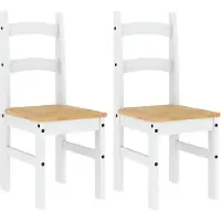 vidaXL Eetkamerstoelen 2 st 40x46x99 cm massief grenenhout wit