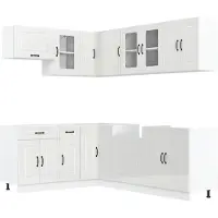 vidaXL 11-delig keukenkastenset Kalmar, hoogglanzwit, houtvezel