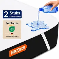 Komfortec Set van 2 Waterdichte Matrasbeschermers 160x200 cm Dubbelpak - Matrasbeschermhoes - Ademende Matrashoes - Niet Krakende Matrasbeschermer - Incontinentiemateriaal - Wit