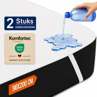 Komfortec Set van 2 Waterdichte Matrasbeschermers 90x200 cm Dubbelpak - Matrasbeschermhoes - Ademende Matrashoes - Niet Krakende Matrasbeschermer - Incontinentiemateriaal - Wit