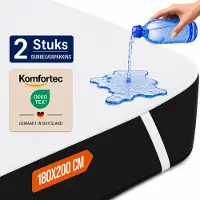 Komfortec Set van 2 Waterdichte Matrasbeschermers 180x200 cm Dubbelpak - Matrasbeschermhoes - Ademende Matrashoes - Niet Krakende Matrasbeschermer - Incontinentiemateriaal - Wit