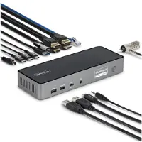 StarTech.com .COM USB-C dockingstation voor drie monitoren, 140W laptopoplaadstation voor MacBook Pro en Windows, 4K 60Hz HDMI of DisplayPort