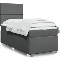 vidaXL Boxspring met matras stof donkergrijs 90x190 cm