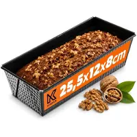 Kadax Rechthoekige bakvorm van plaatstaal met antiaanbaklaag, broodvorm, broodvorm, broodvorm, vierkante broodbakvorm (25,5 x 12 cm, zwart)