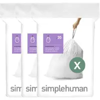 Simplehuman Code X Afvalzakken - 80 liter - 60 stuks - met Trekband - Wit
