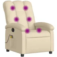 vidaXL Massagestoel met crèmekleurige stof
