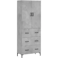 vidaXL Hoge kast 69,5x34x180 cm bewerkt hout betongrijs