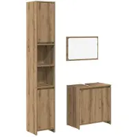 vidaXL 3-delige Badkamermeubelset bewerkt hout artisanaal eikenkleur