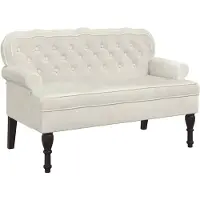 vidaXL Bankje met rugleuning 119,5x64,5x75 cm fluweel crèmekleurig