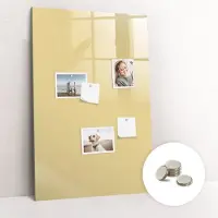 Tulup Glassboard - Crème kleur Magneetbord - 60 cm x 90 cm - Magneetbord Muur - Decoratief Magnetisch Bord - Memo Magneetbord Romig - Inclusief Gratis Magneten - Magnetisch Bord - Magneetbord Keuken