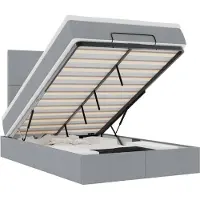 vidaXL Ottoman bed met matras 120x190 cm stof lichtgrijs