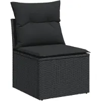 vidaXL 6-delige tuinmeubelset met kussens, zwart, polyrotan