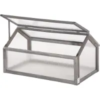 Outsunny kas - dennenhout - kunststof - grijs - 90L x 52B x 49,5H cm