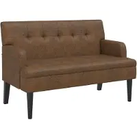 vidaXL Bankje met rugleuning 112x65,5x75 cm kunstsuèdeleer bruin