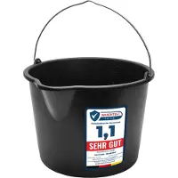 Garronda 10x 12L Robuuste met Uitloop - Bouwemmer van Slijtvast - PE met Metalen Handvat – Zwart - GD-GRE-BB