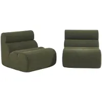 Sweeek Stoffen fauteuils getextureerde bouclé 1 zitplaats (set van 2) Kaki