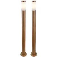 Globo Staande buitenlamp tuinlamp staande lamp terraslamp IP44, roestvrij staal hout look, 1x E27 fitting, DxH 12,7x110 cm, set van 2