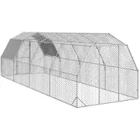 vidaXL Kippenren met dak 2,5x8x2,25 m gegalvaniseerd staal