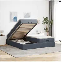 vidaXL Ottoman bed met matrassen 160x200cm fluweel donkergrijs