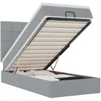 vidaXL Ottoman bed met matras 140x200cm stof lichtgrijs