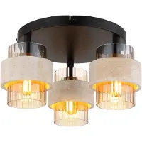 Globo Plafondlamp Daren, dimbaar, crème / amber, Woon-/ Eetkamer, Glas, plafondlamp