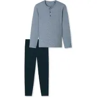 Schiesser Pyjama lang 'Essentials' nachtblauw / duifblauw