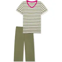 Schiesser Pyjama 'Casual Essentials' kaki / offwhite