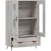vidaXL Hoge kast 69,5x31x115 cm bewerkt hout grijs sonoma eikenkleurig