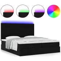 vidaXL Ottoman bed met matrassen en LED's 180x200cm fluweel zwart